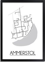 Ammerstol Plattegrond poster A4 + Fotolijst Zwart (21x29,7cm) - DesignClaud