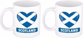 Set van 2x stuks hartje Schotland vlag mokken / bekers 300 ml