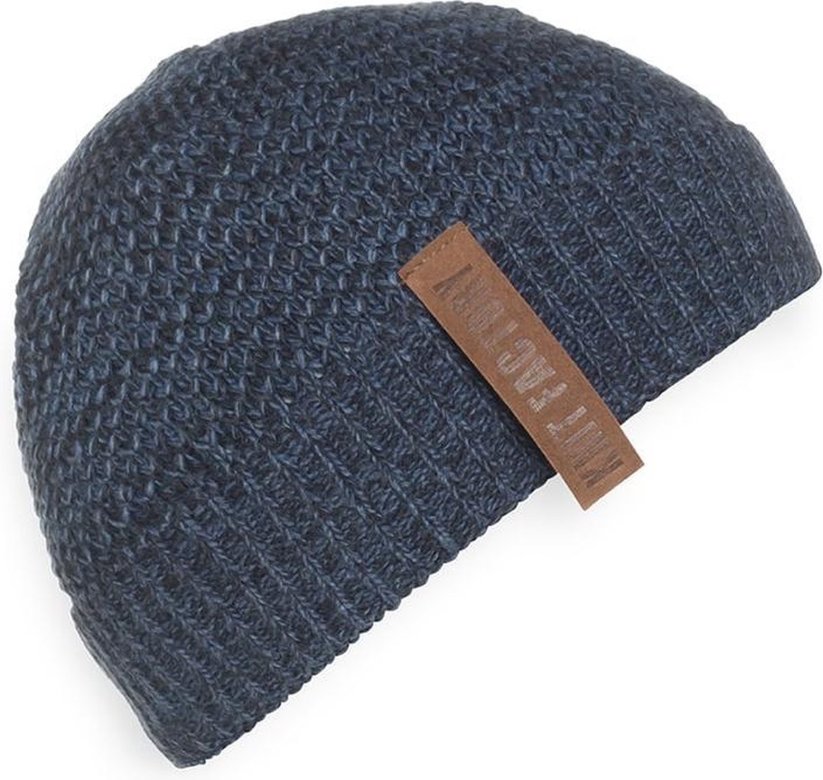 Knit Factory Jazz Gebreide Muts Heren & Dames - Beanie hat - Jeans/Navy - Warme blauw gemêleerde Wintermuts - Unisex - One Size