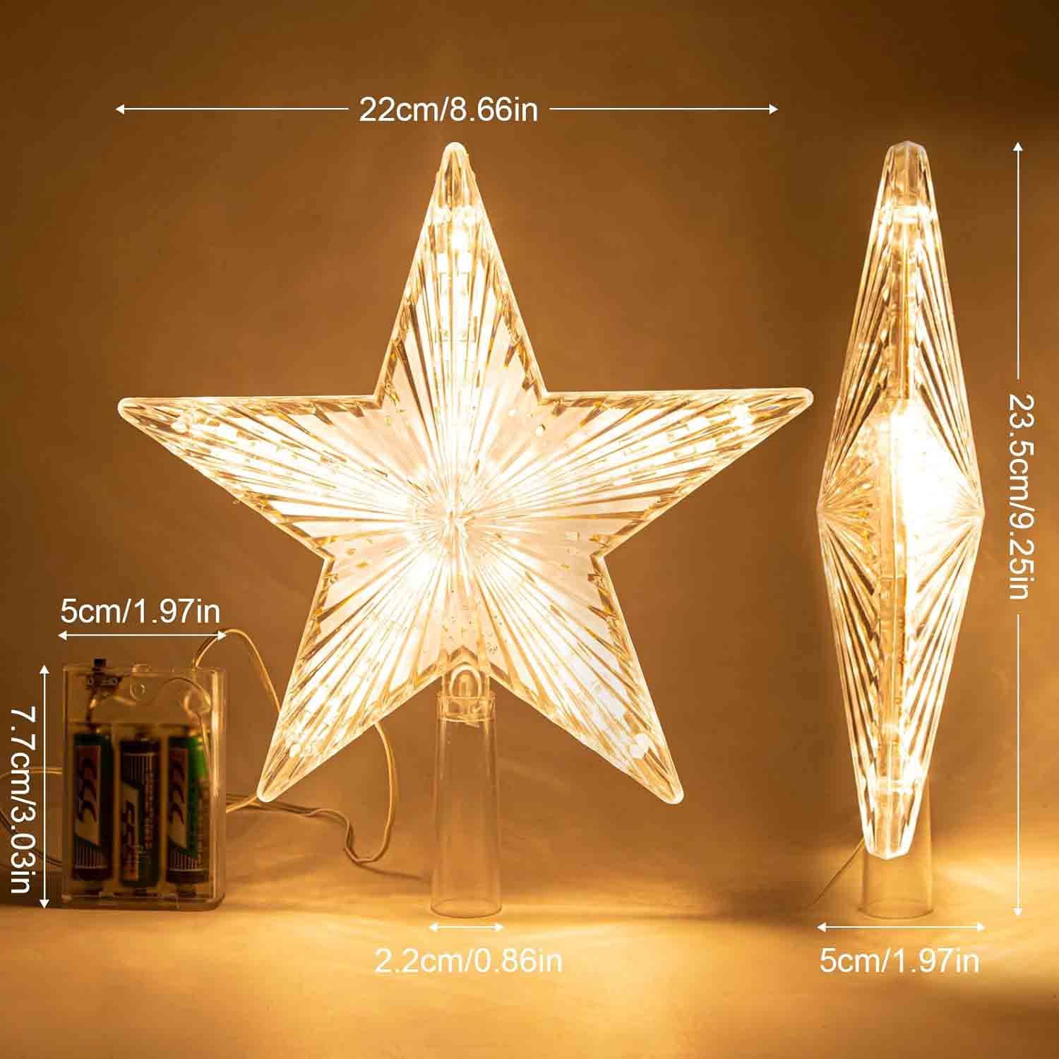Kerstboom Topper Ster, Decoratieve Kerstster, Werkt op Batterijen of Netstroom, Kerstboom Ornament Voor Binnengebruik. – foto 8