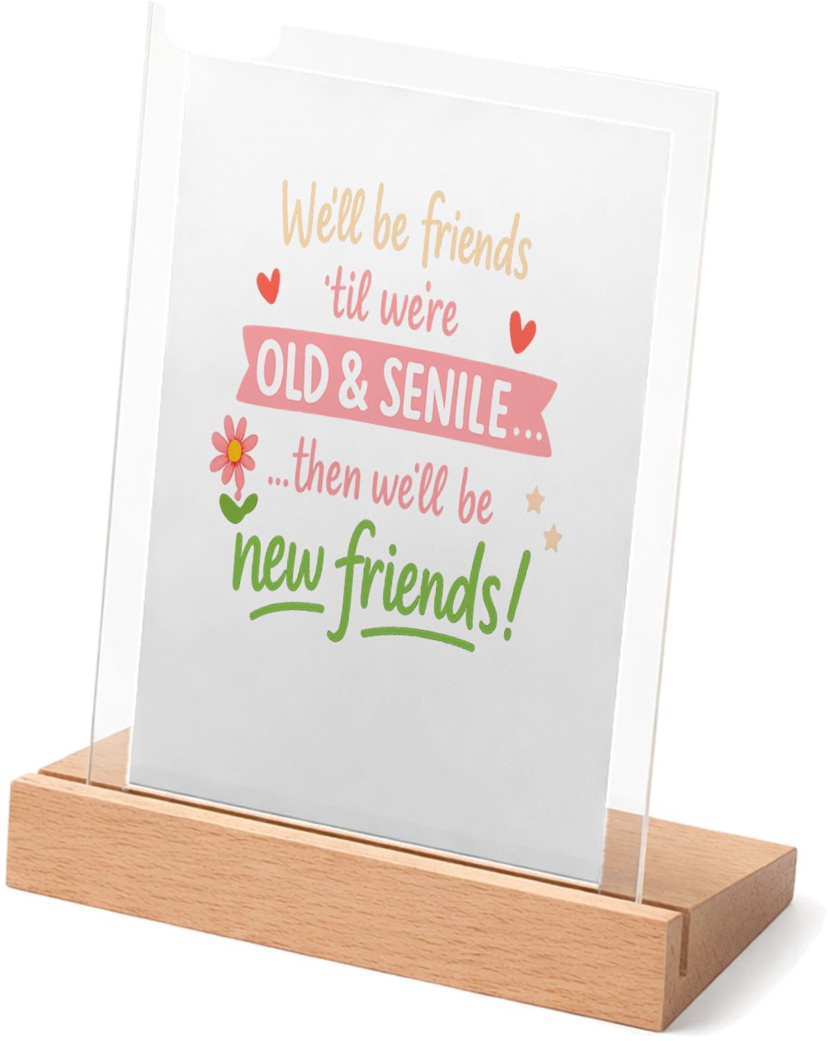 Mr Cadeautjes Glasframe met vaste tekst - design Speelse eerlijkheid met een zachte, handgemaakte uitstraling | cadeau Wit