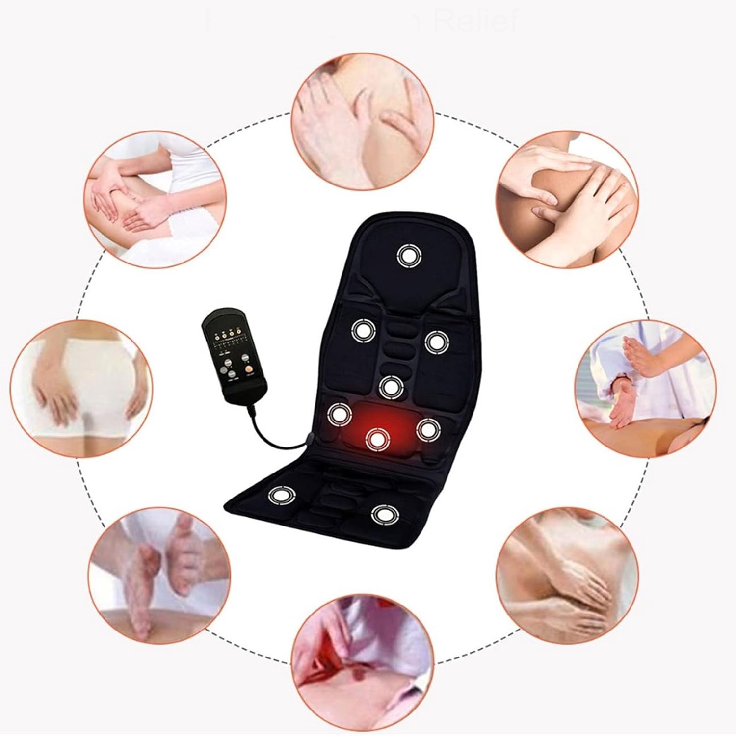 Massagestoel Met Warmtefunctie, Rugmassage Apparaat Met 7 Vibratiemotoren, Elektrisch Massagekussen Voor Stoel, Voor Het Thuiskantoor. – foto 3