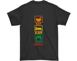 Grappig Eet Slaap Game Herhaal Shirt – EAT SLEEP GAME REPEAT – Unisex T-Shirt voor Dames & Heren – Leuk Cadeau