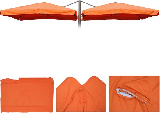 Parasolhoes T44, 8 stokjes 3x3m polyester, vervangende hoes voor zweefparasol T44 ~ terracotta met klep