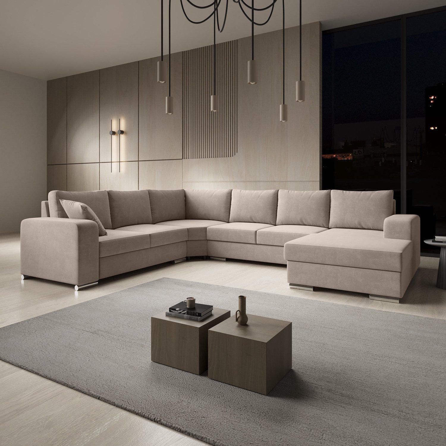 MEUBELLA Hoekbank Adel - Beige - Stof - Rechts