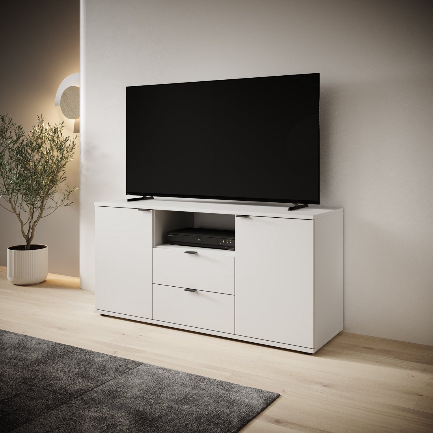 MEUBELLA Galeno - TV-Meubel - Lichtgrijs - 130x41x63 cm