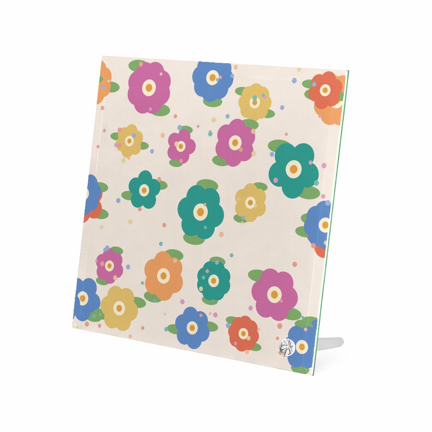 Mr Cadeautjes Glasframe 20 x 20 - design Vrolijke bloemen | cadeau Wit