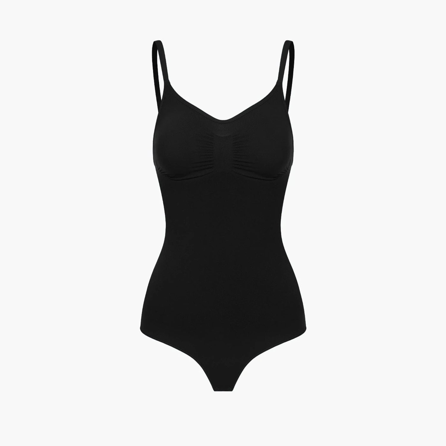 cfab Bodysuit met corrigerende werking en koordjes - Zwart - M - Corrigerende Body - Naadlos - corrigerend ondergoed dames
