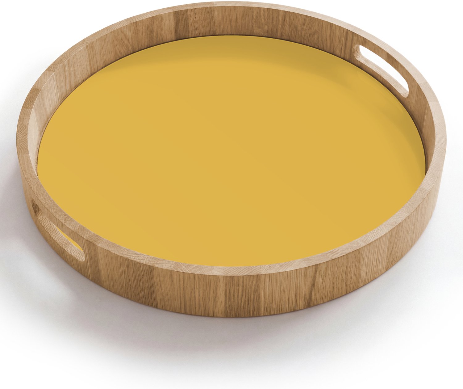 Dienblad rond 40x40 cm - Schootdienblad hout - Joyful - Mustard - Geel - Borrelplank rechthoek - Plateau houten dienbladen