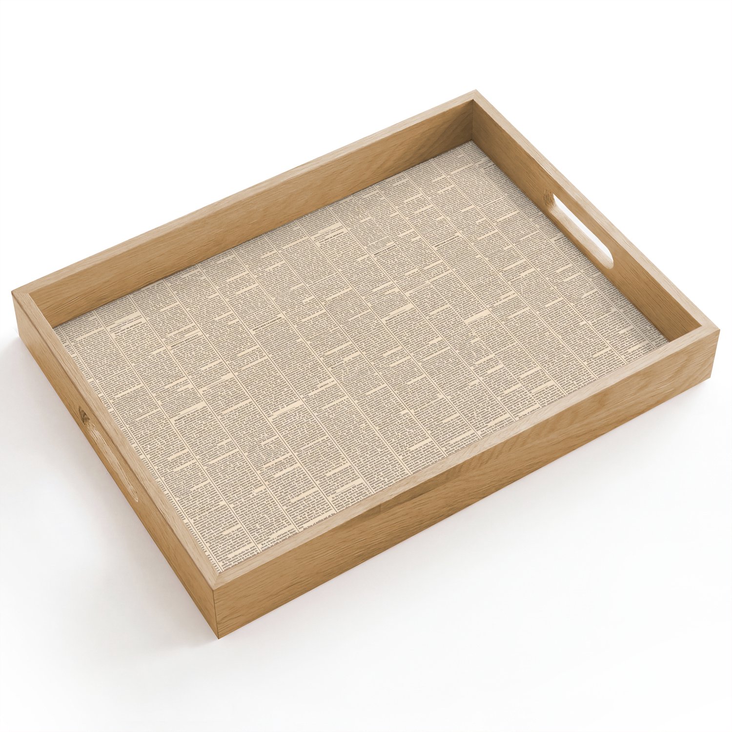 Dienblad hout 40x30 cm - Schootdienblad - Krant - Nieuws - Historisch - Vintage - Beige - Borrelplank rechthoek - Plateau dienbladen