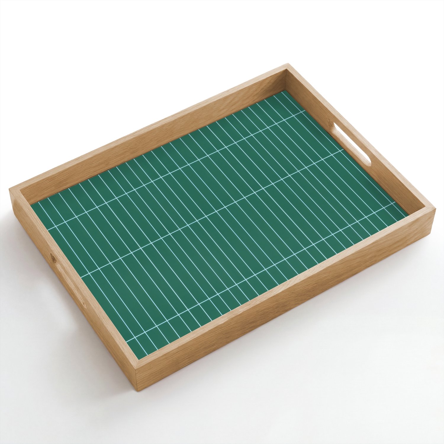 Dienblad hout 50x35 cm - Schootdienblad - Patroon - Tegel - Saliegroen - Borrelplank rechthoek - Plateau dienbladen