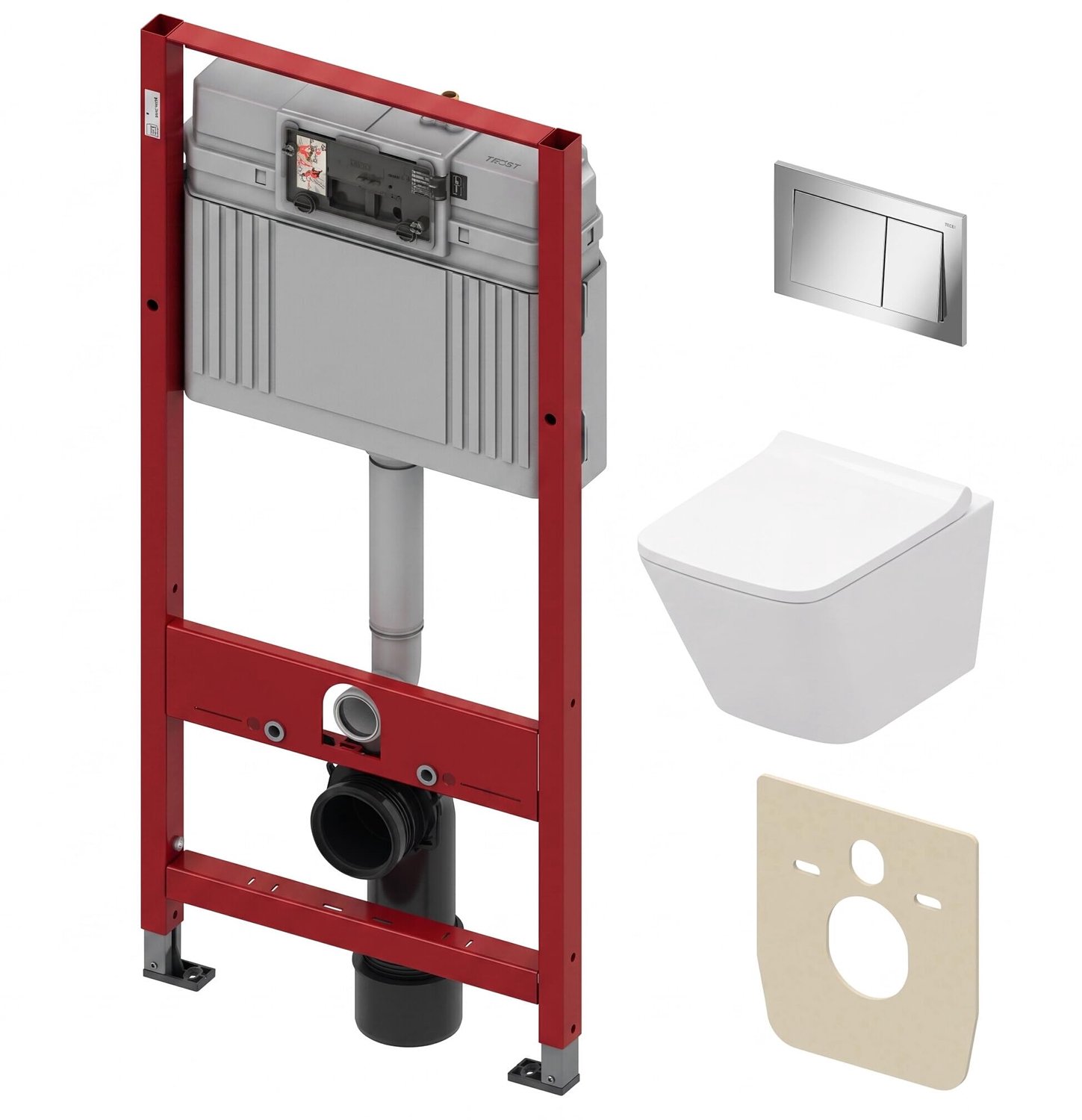 TECE complete toiletset LAGO TECE Base randloos Drückerplatte glanzend chroom