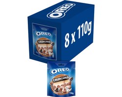 OREO Crunchies Koekjes Chocolade Cacao met Vanille Crèmevulling met een bedekking met Melkchocoladesmaak - Doos 8 x 110g - Zakken - Koeken om uit te delen en snack