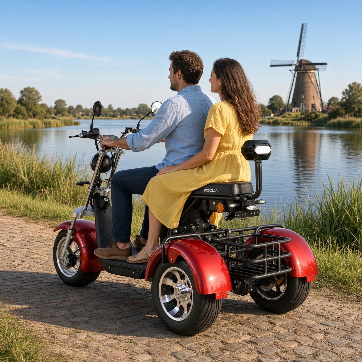 Eco Wielen E-Trike – Elektrische driewielscooter voor 2 personen – 2000 W – Uitneembare accu 20 Ah – Achteruitrijfunctie – foto 2
