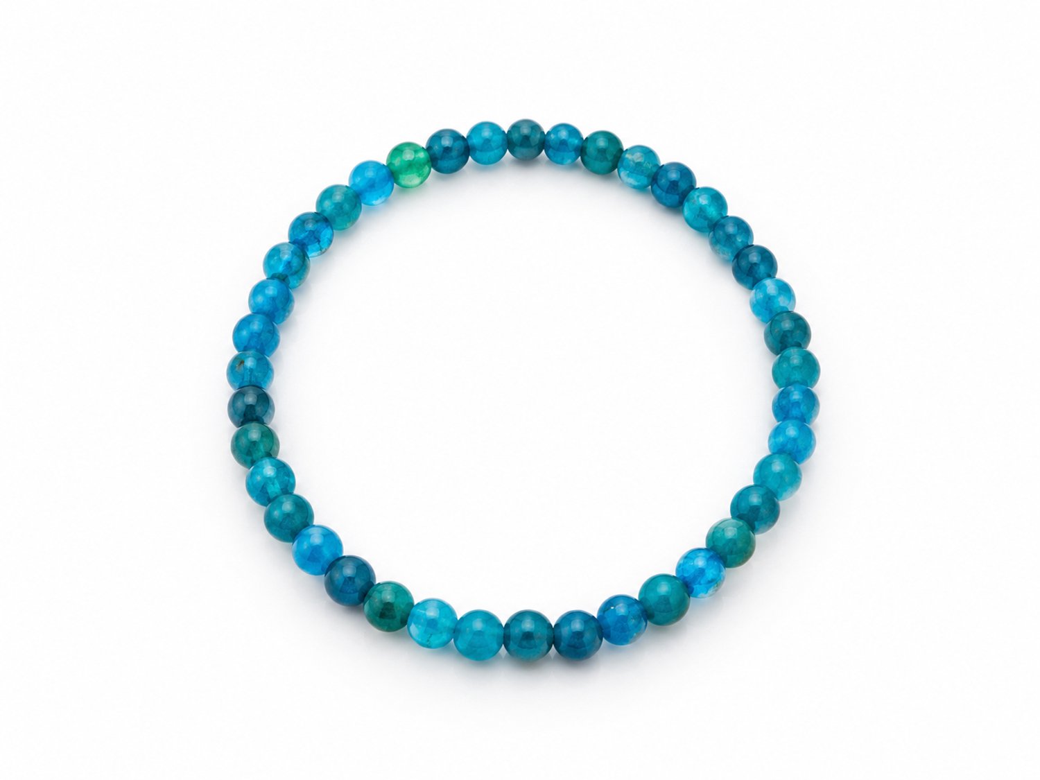 Apatiet Armband – 4 mm Kralen – Diameter 17 cm – Elastische Blauwe Edelsteenarmband- Armband - Edelsteen armband - Blauw edelsteen armband - Apatiet