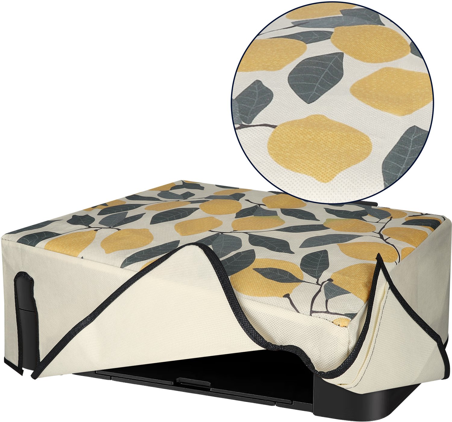 kwmobile hoes geschikt voor DeskJet 4120e / DeskJet 4155e / 4220e - Beschermhoes voor printer - Cover in geel / groen / beige - Citroenboom design