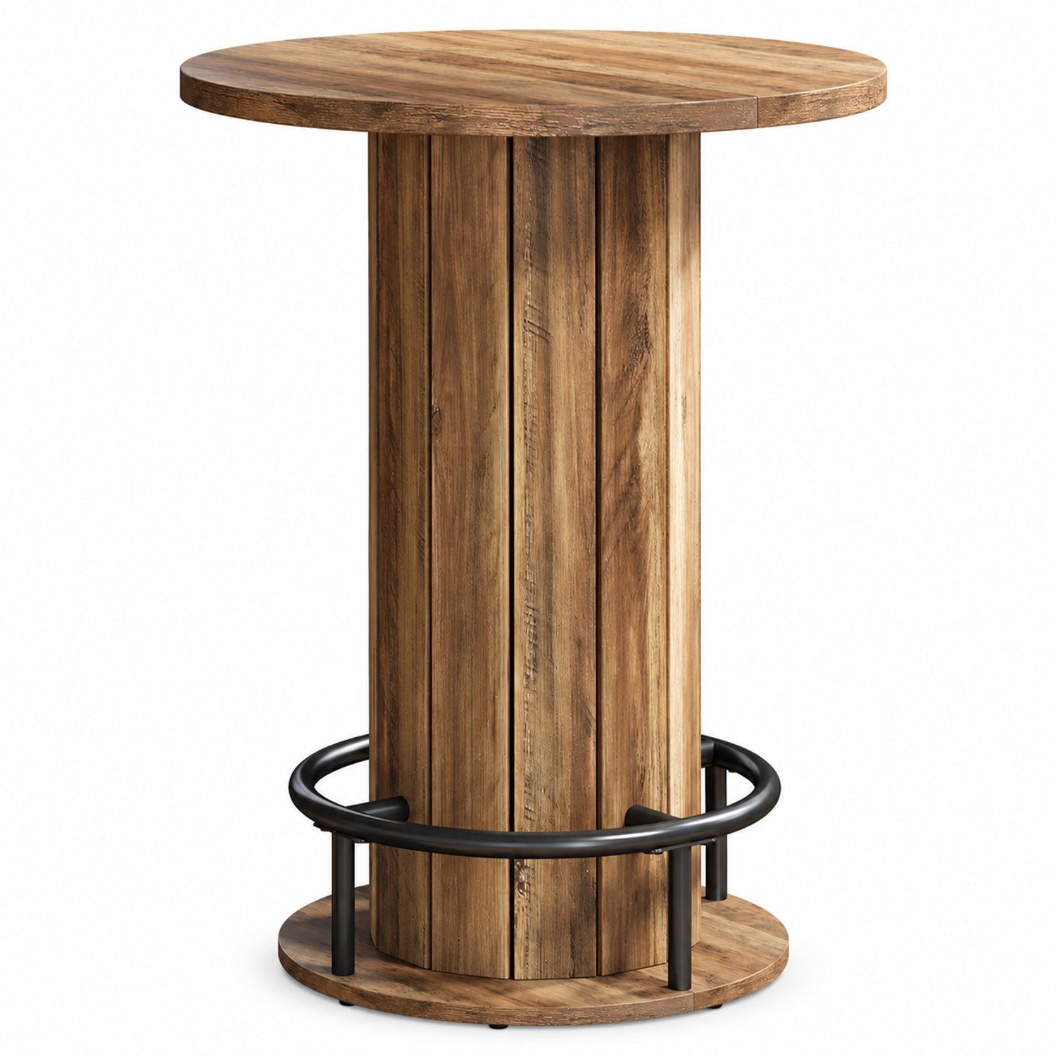 DMG Supply Bartafel - Rond - Ø 80 x 100 cm - Met Voetensteun - Bruin en Zwart