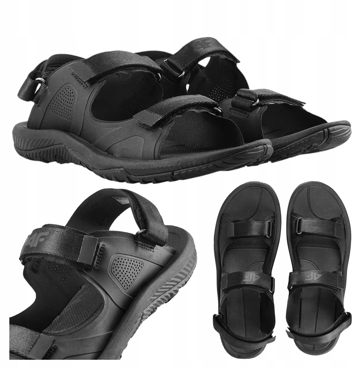 4F Heren Sandalen Comfortabel Lichtgewicht Klittenband Zwart
