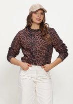 Alix The Label Ladies Knitted Leopard Sweater - Sweater - Trui - Dames - Bruin - Maat M