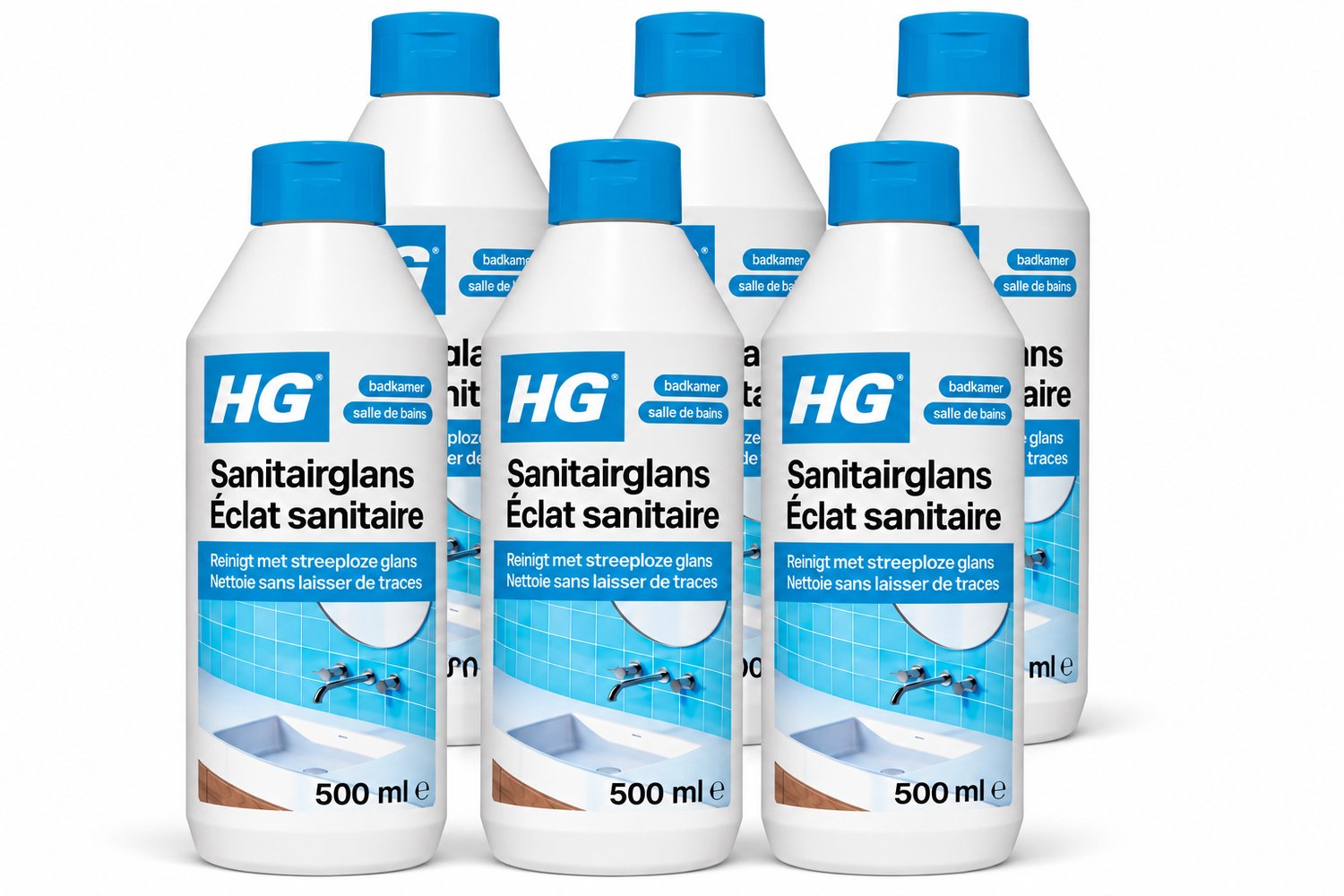 HG Sanitairglans 500 ml - Streeploze Reiniger voor Sanitair 6 x 500 ml