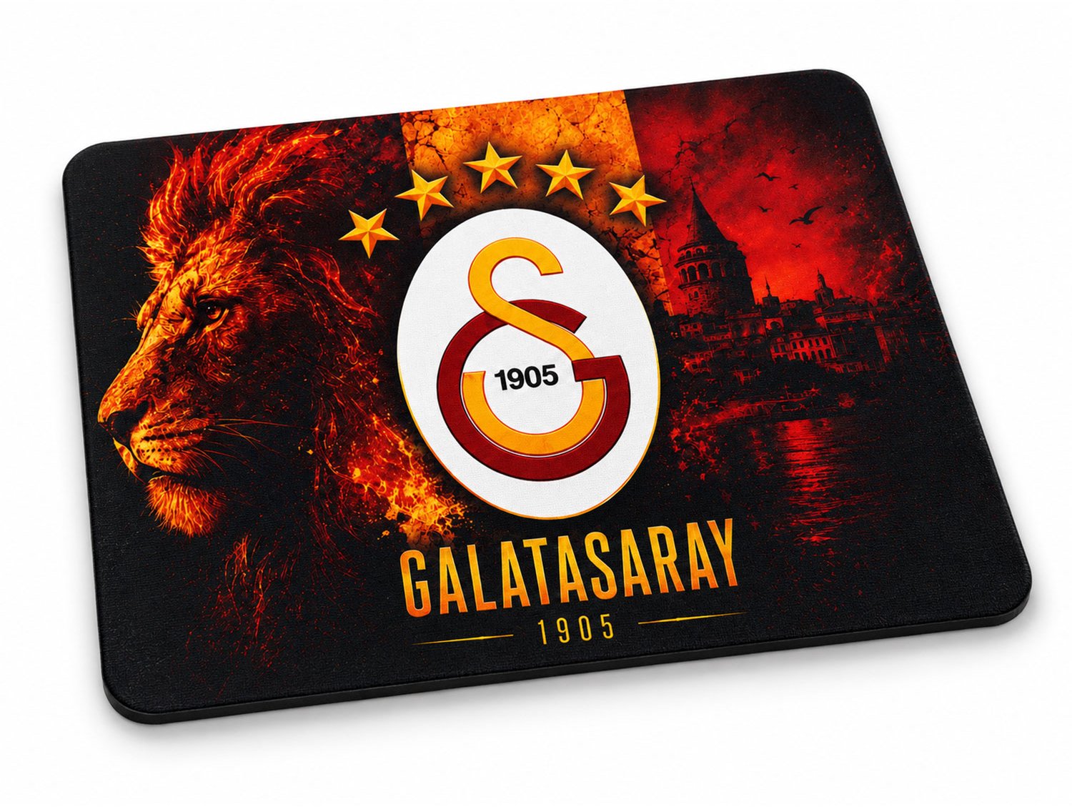 Galatasaray Muismat - Voetbal Fan Bureau Onderlegger 23x19 cm - Geel Rood 1905 - Antislip Wasbaar met Zwarte Rand - Klein Mousepad voor PC Laptop - Cadeau voor Voetbalfans Jongens Kinderen Supporters