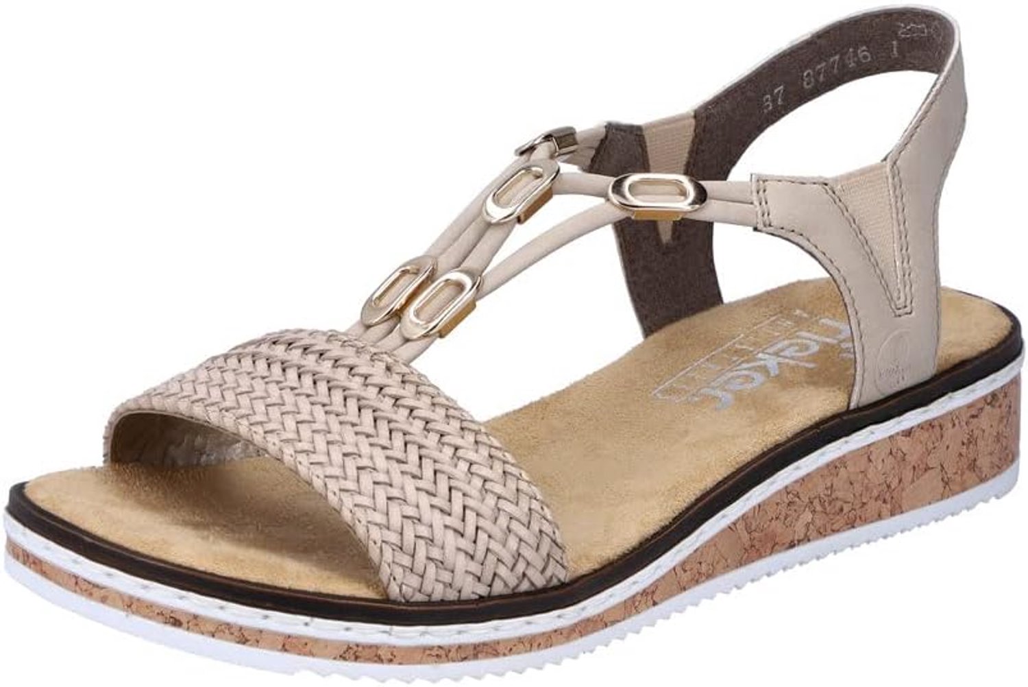 Rieker Dames Sandalen V3662 Wedge Beige