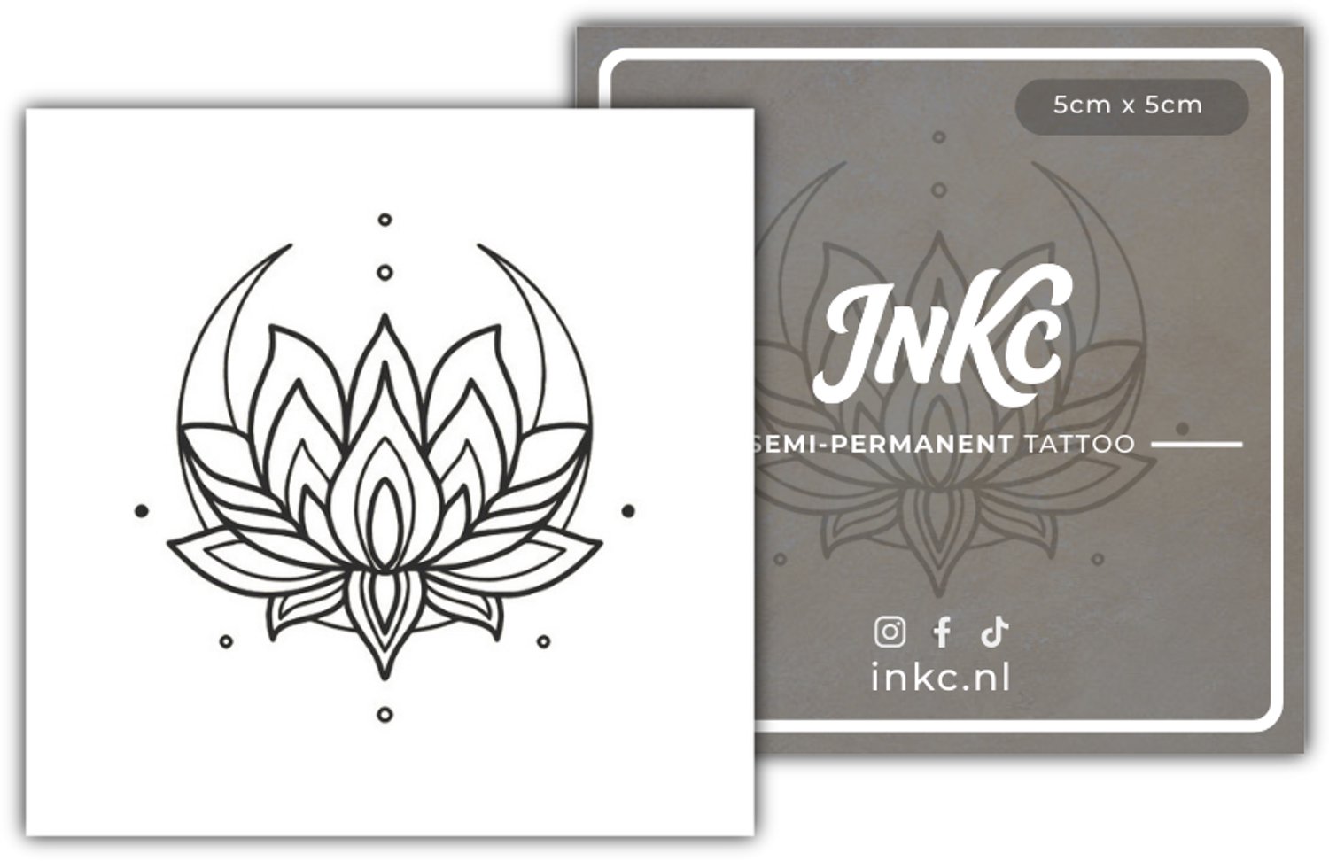 INKC - Tijdelijke Tattoo - Lotus - Nep Tattoo - Plak Tattoos - Blijft tot 2 weken - 5 x 5cm