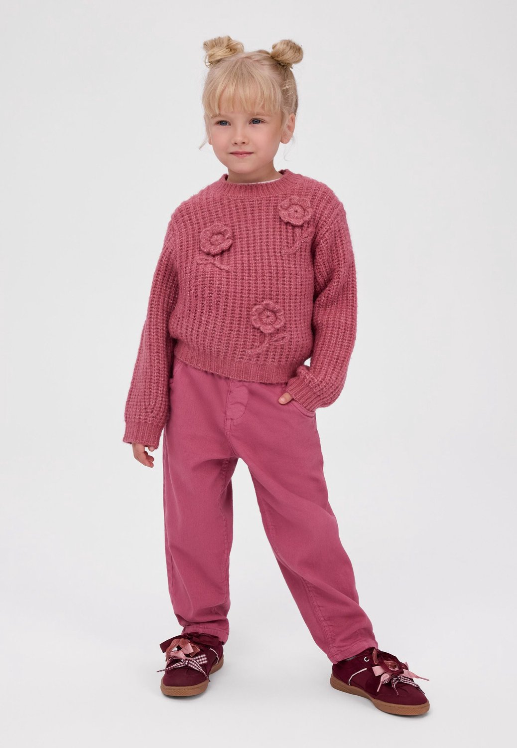 Minoti broek meisjes – paperbagtaille – ronde pijpen – roze