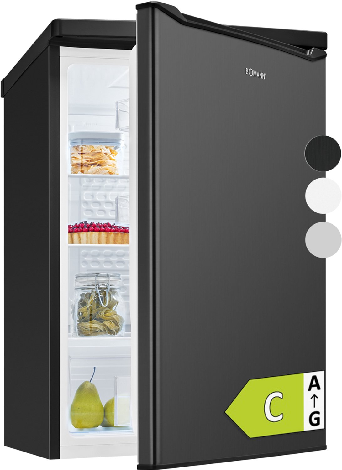 Bomann VS 7258 Koelkast zonder Vriesvak - 126 Liter - Energieklasse C - Inverter Compressor - Dark Inox Look