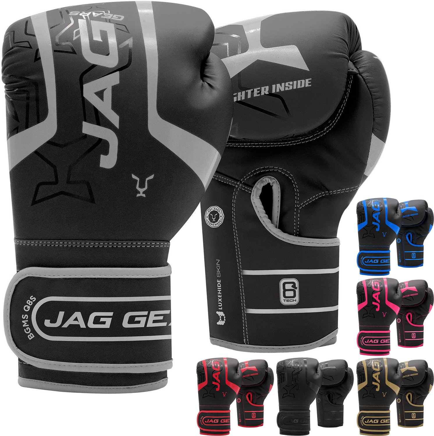 JAG Gears Alfa - Bokshandschoenen - Training - Vechtsport-handschoenen - Boksen - Zilver - Mat - 16 oz