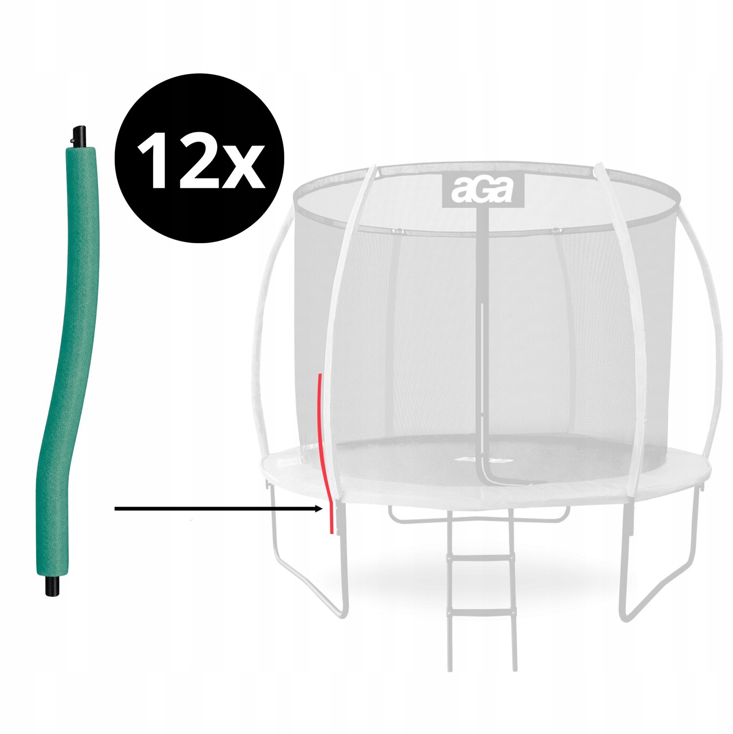 12x Trampoline Paalhoezen 70cm Donkergroen - Merkloos