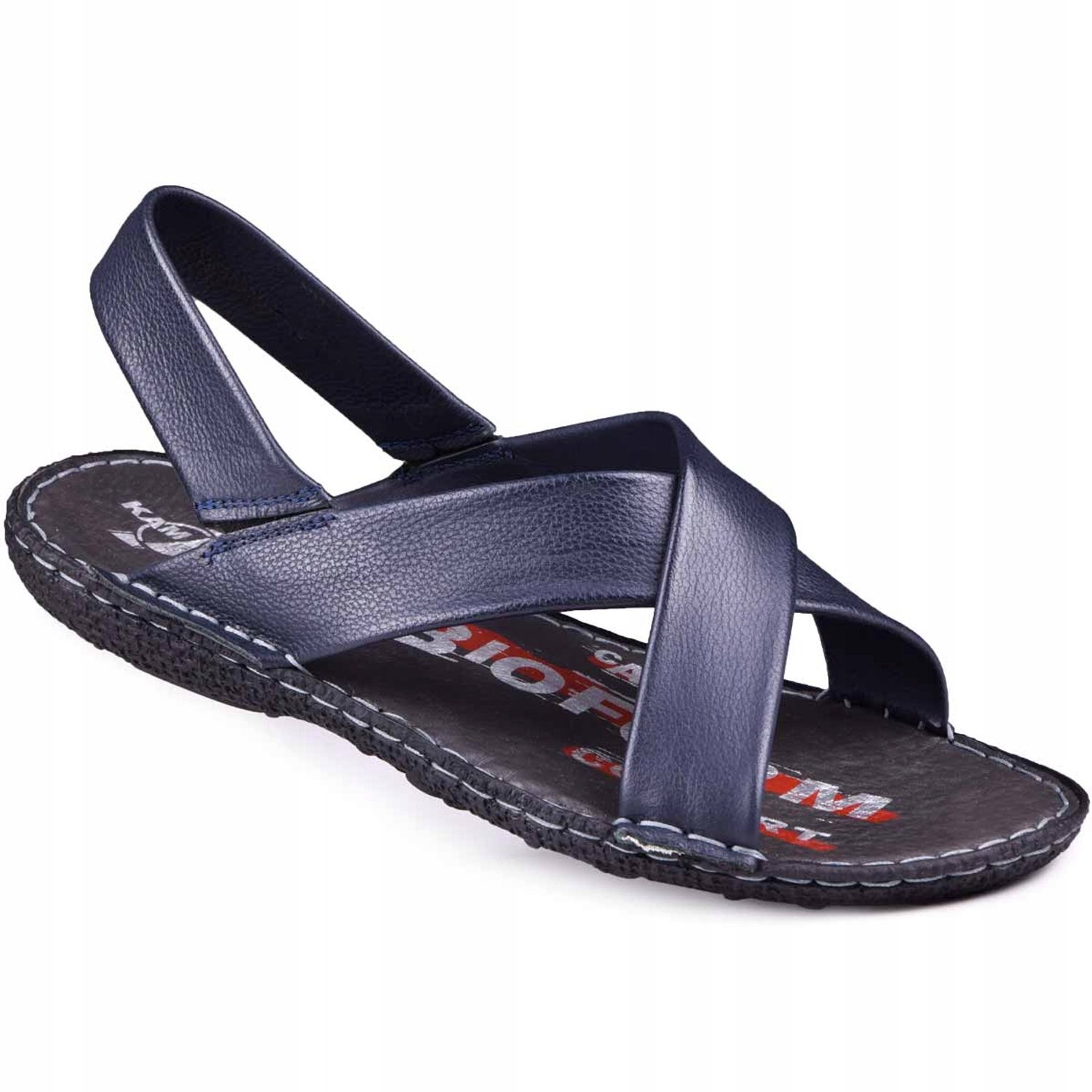 Kampol Heren Sandalen Leer Comfort & Kwaliteit Blauw