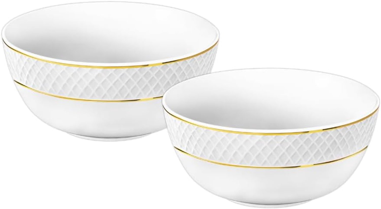 Wilmax Porseleinen Schaaltjes 12 cm Wit Goudrand Set van 2