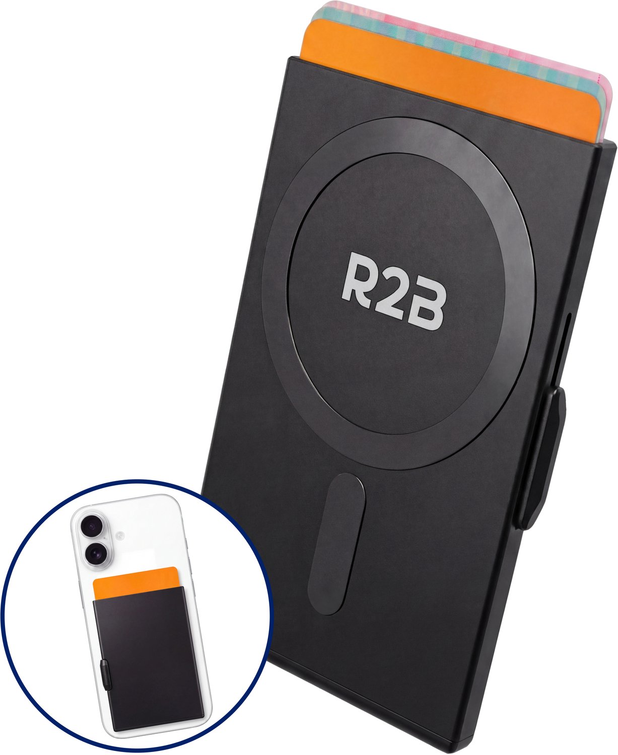 R2B Pasjeshouder uitschuifbaar geschikt voor MagSafe - 3 Pasjes - RFID Bescherming - Wallet Kaarthouder voor Mannen & Vrouwen - Telefoon Pashouder - Ceditcardhouder - Zwart