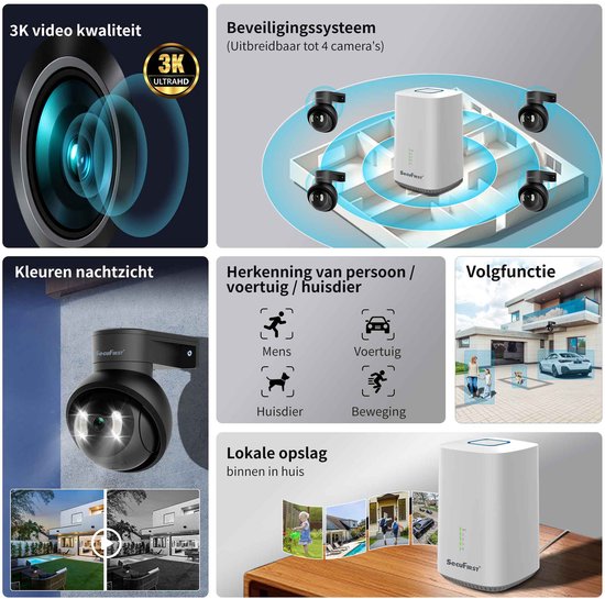 SecuFirst Pro GW218S2 Cameraset, 2x Dome camera met Gateway - IP Camera draai- en kantelbaar voor buiten – 3K resolutie — afbeelding 4