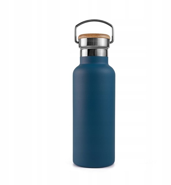 Bambaw® 500ml RVS Thermosfles - Isoleerfles, Dubbelwandig, Lekvrijen, loodvrij en Plasticvrij Geïsoleerde Fles met Bamboe Deksel voor Warme en Koude Dranken - Ideaal voor Reizen, Werk, Yoga, Wandelen en Dagelijks Gebruik – blauw — cadeau in Sport & Outdoor - foto 8