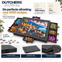 Grijze vilt puzzeltafel van 75x52x5 cm met 6 sorteerlades voor 1000 puzzelstukjes.