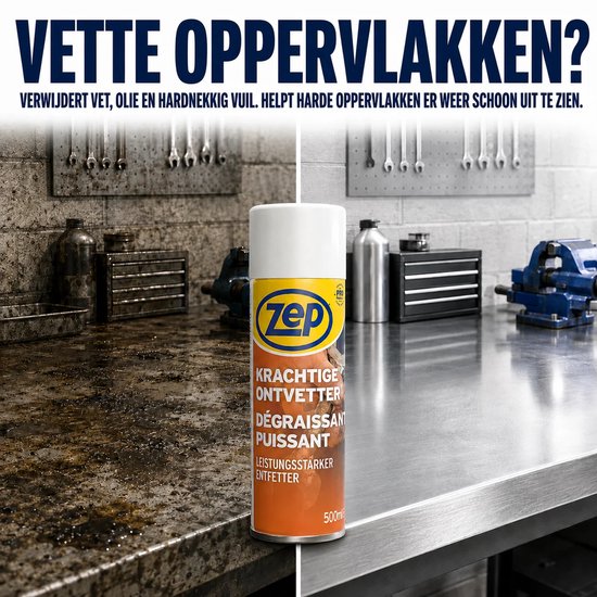 ZEP Krachtige Ontvetter 500 ml – Verwijdert Vet, Olie, Teer en Lijm, Veelzijdige Reiniger voor Metaal, Glas en Kunststof