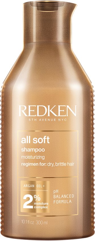 Redken All Soft Shampoo - Voor Droog en Broos Haar, Revitaliseert, Hydrateert en Verzacht het Haar - Met Arganolie - 300 ML