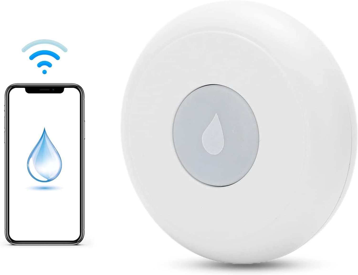 Waterleksensor, draadloze waterlekdetector, audio-alarmsensor, gevoelige lek- en druppelwaarschuwing, IP67 waterdicht - Luxento