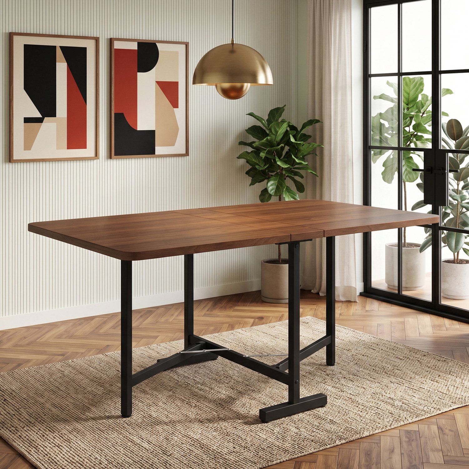 Maisentiel Uitschuifbare opklapbare eettafel 120 x 80 cm - MDF - walnootkleur
