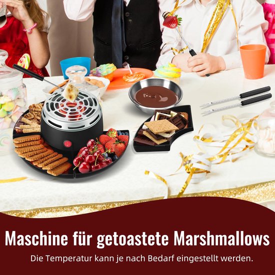 Namajunas - 2-in-1 S'mores maker en chocolade fondue set - 4 Afneembaar blad - Met 4 Marshmallow rooster & 260ML RVS Blad - Vlamvrij voor binnen - Verdeeld serveerblad - Voor marshmallows, chocolade en kaas - Cadeau - Voor feesten en kamperen — afbeelding 4