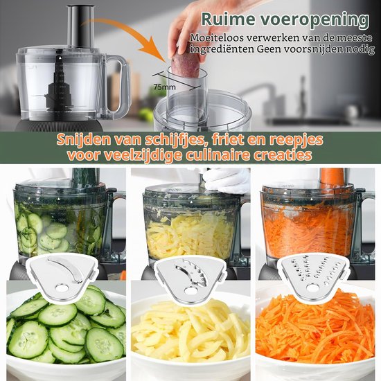 1500 W keukenmachine en mixercombinatie, 2,5 l hakmolen voor vlees, groenten en deeg, 2 liter blender met glazen reservoir, 2 snelheden en pulsfunctie voor smoothies, sap enz. — afbeelding 5
