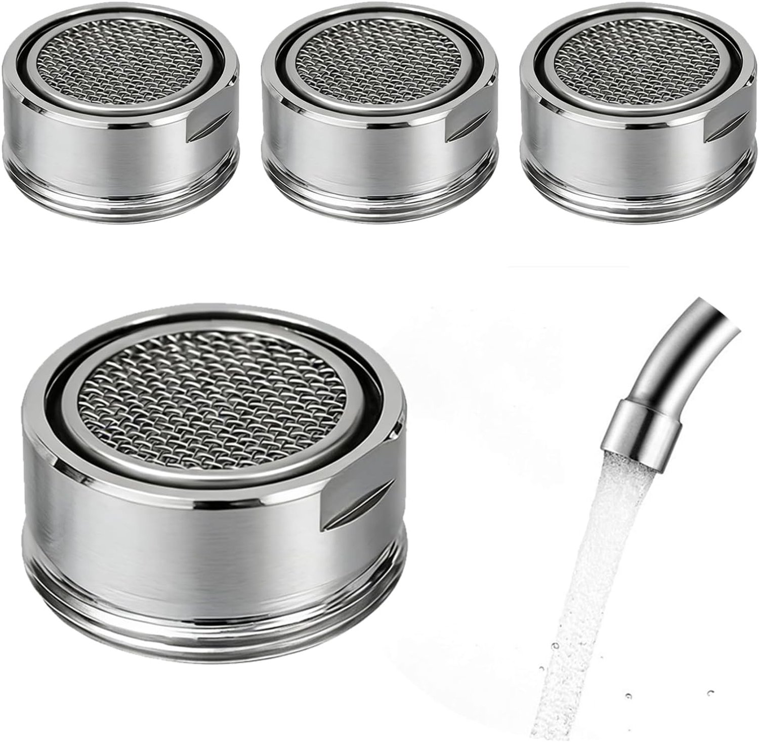 Kraanbeluchter Set van 4 - 24mm Filter Nozzle - RVS met Seal - Waterbesparend voor Keuken en Badkamer - ShopVlot