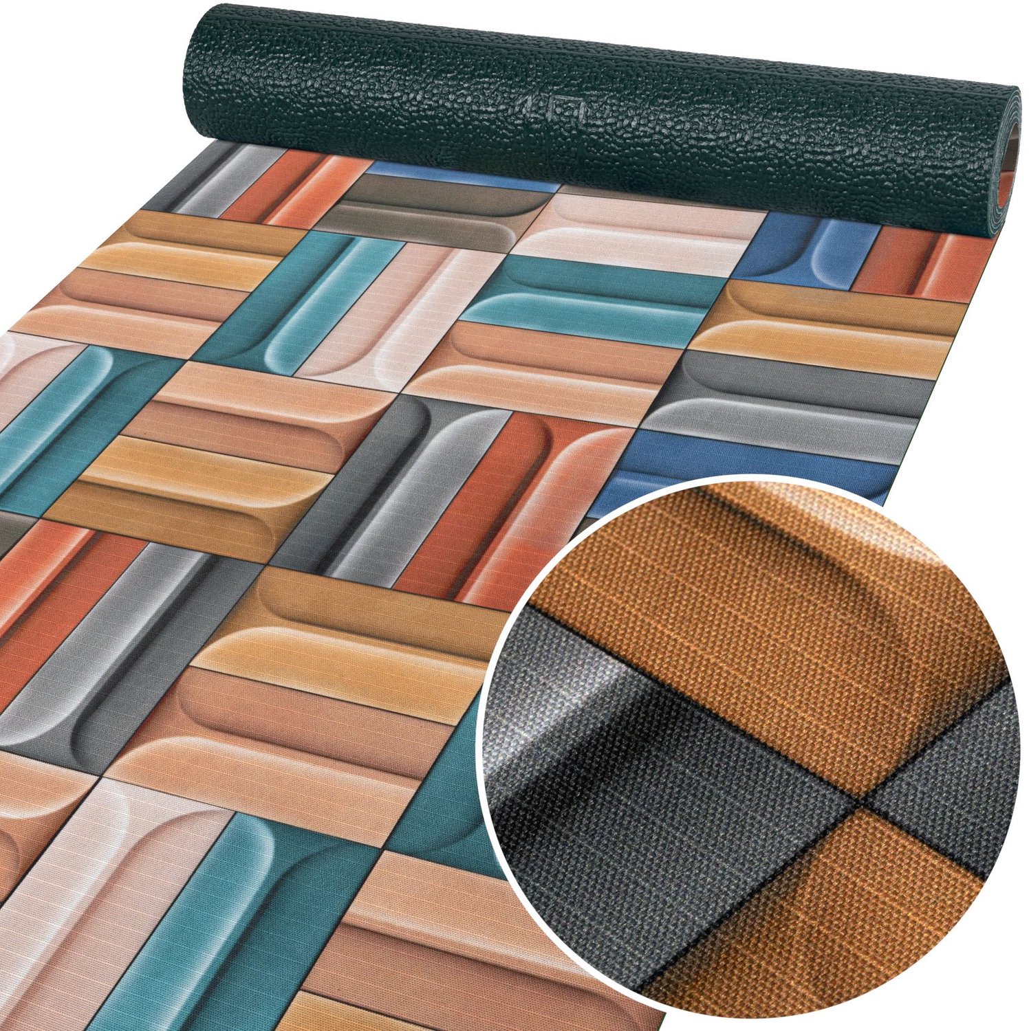ANRO Keukenloper Nuvia Bauhaus Meerkleurig 300x52cm – Antislip Gangloper Tapijtloper 3 mm Laagpolig