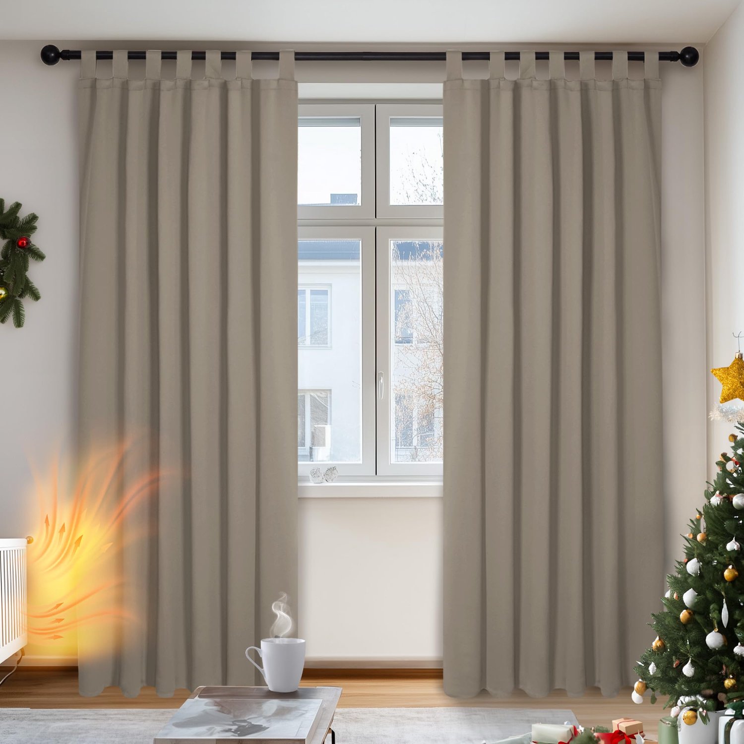 Verduisterend Gordijn - Met Lussen - Lichtdicht - Taupe