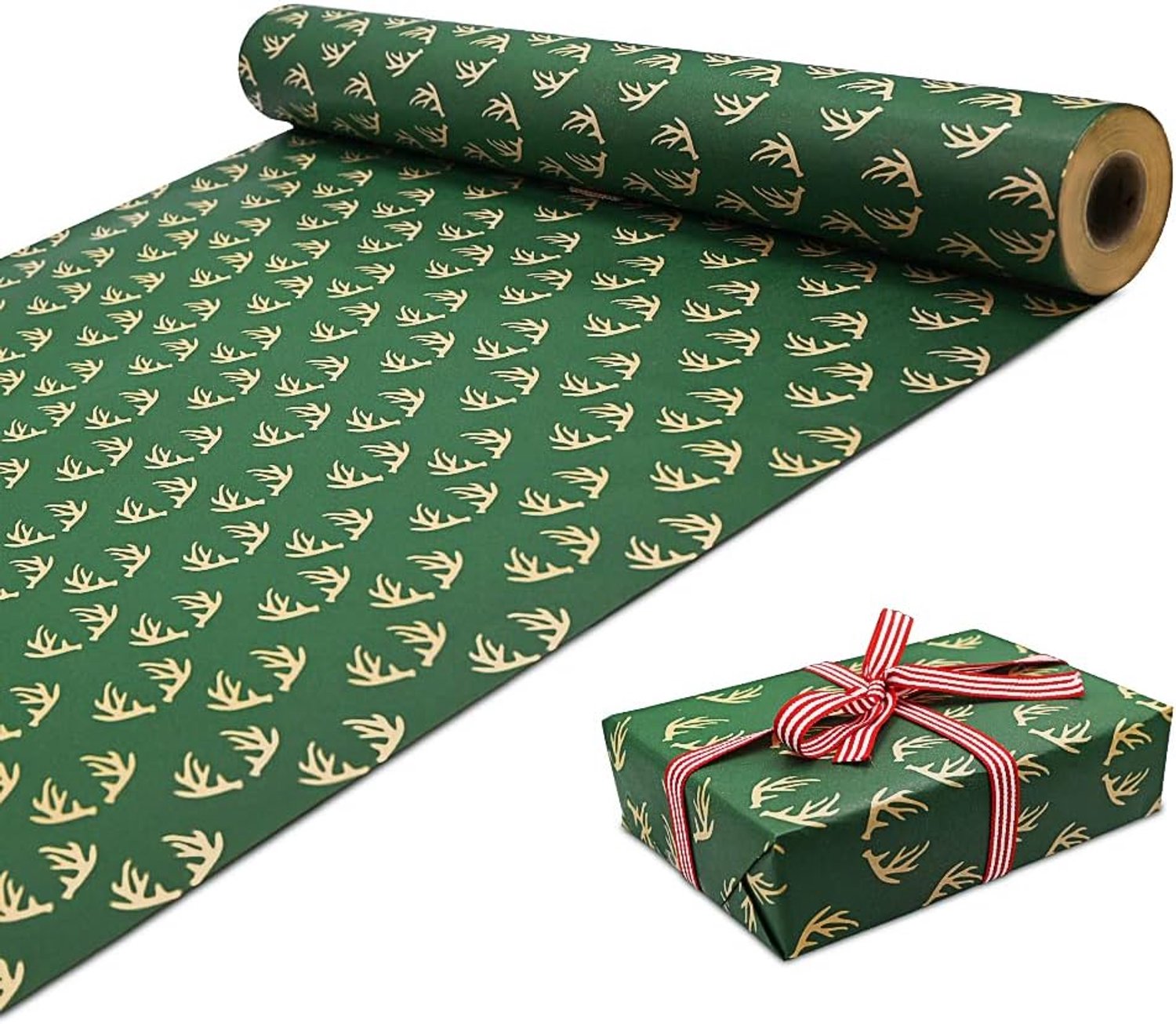Kerst cadeaupapier rol 43 cm x 15 m - recyclebaar kraftpapier - feestelijk design - ideaal voor cadeauverpakking - ServiceTopper
