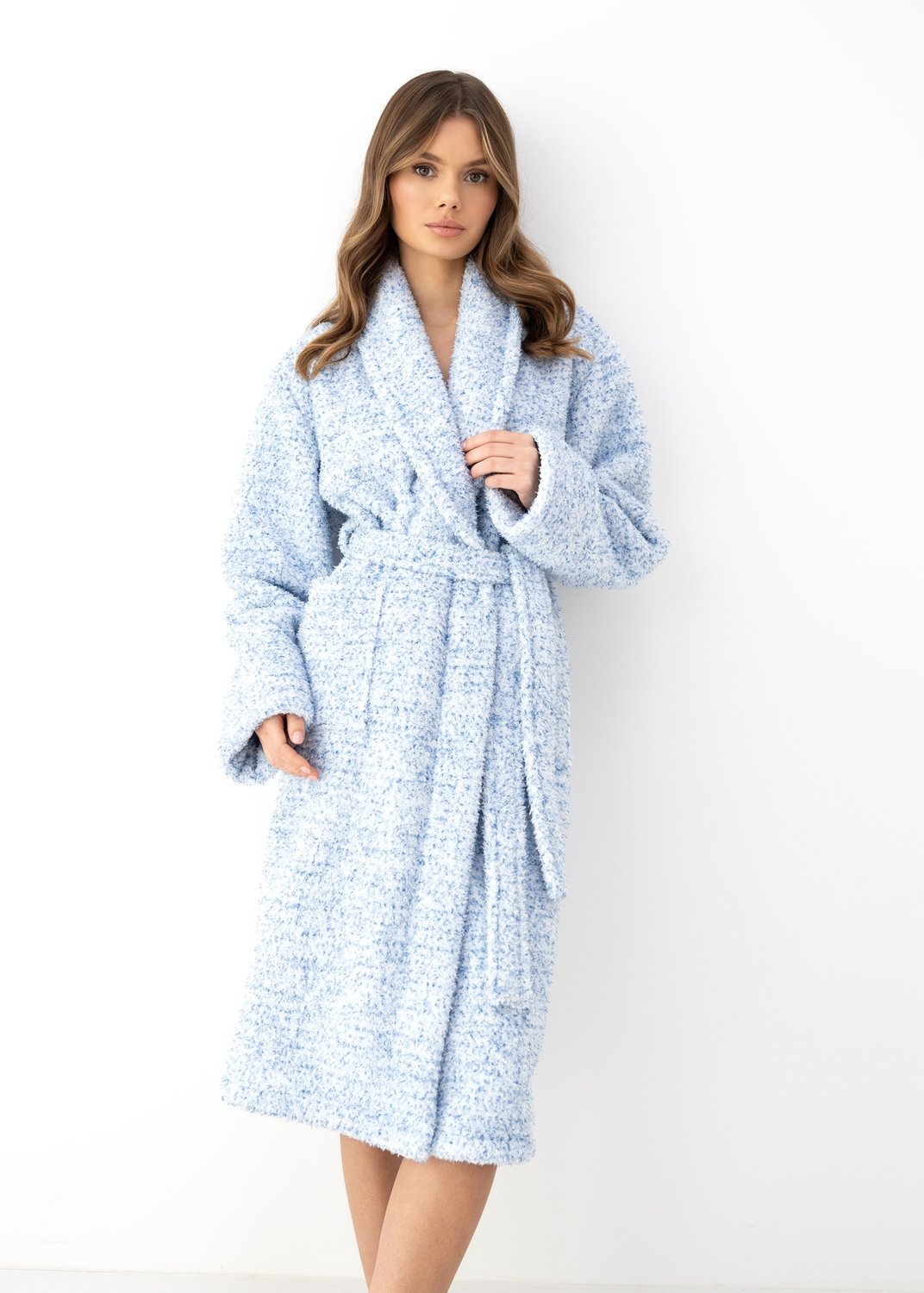 S& Sensis Sensis Bouclé Fleece Badjas Ismina Dames 38 / Lichtblauw