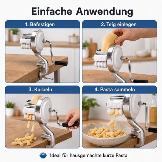 Handmatige Macaroni Maker - RVS Pastamaker voor Thuisgebruik, Ideaal voor Verse Noodles en Pasta — afbeelding 4