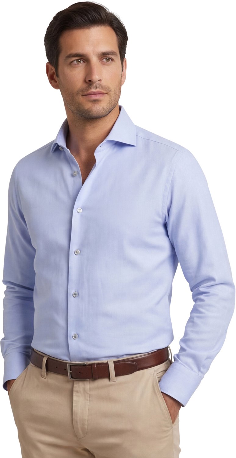 John Miller overhemd tailored fit blauw lange mouw